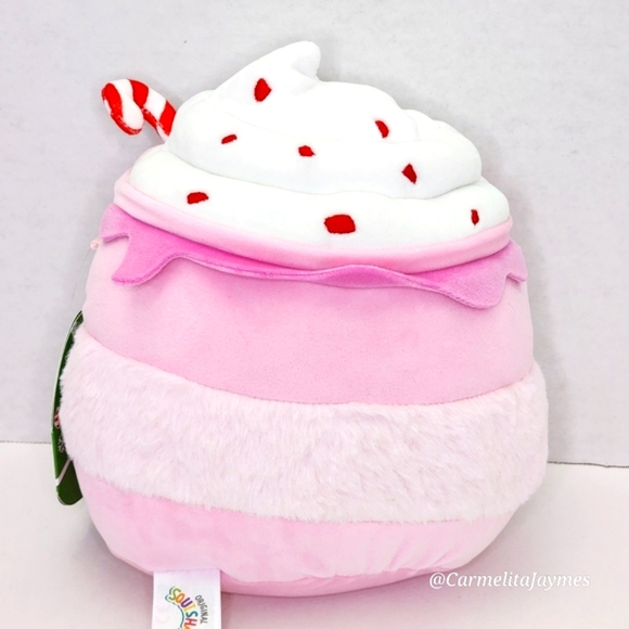 🎄 ETHEL ☕️ 8" Pink Fur Peppermint Latte Drink Christmas 2024 Squishmallow NWT - Picture 5 of 9